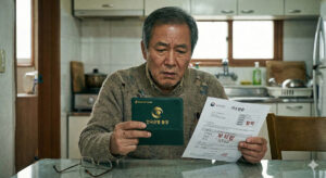 기초연금 탈락 통지서를 확인하는 어르신