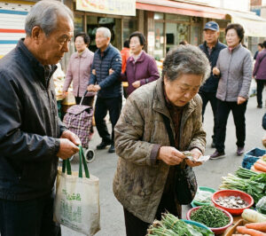 기초연금으로 생활비 계산하는 노인
